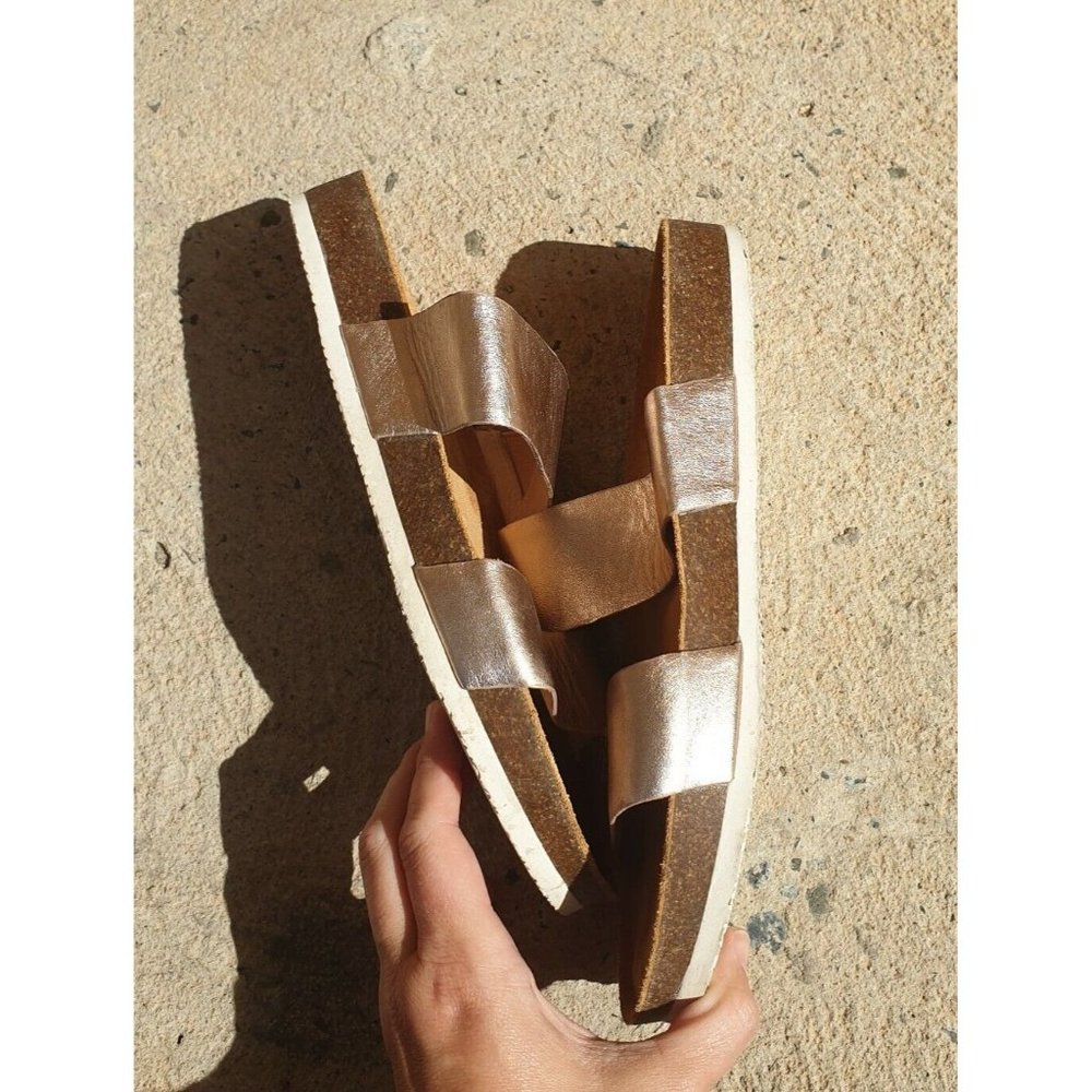 Frankie4 8 Maria Minimalist Comfy Slides Leather shiny Flats Shoes In Rose gold - Picture 10 of 13